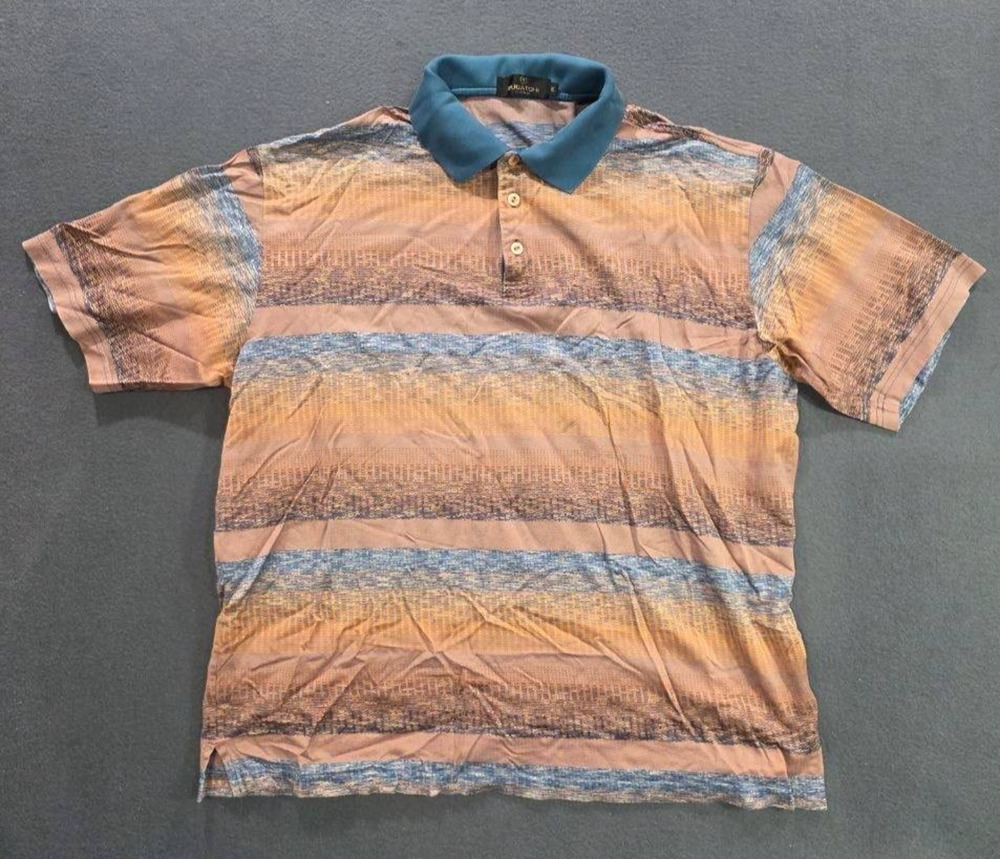 BUGATCHI Polo t-Shirt Size XL 100% mercedized Cotton Stripes Swirls A008872